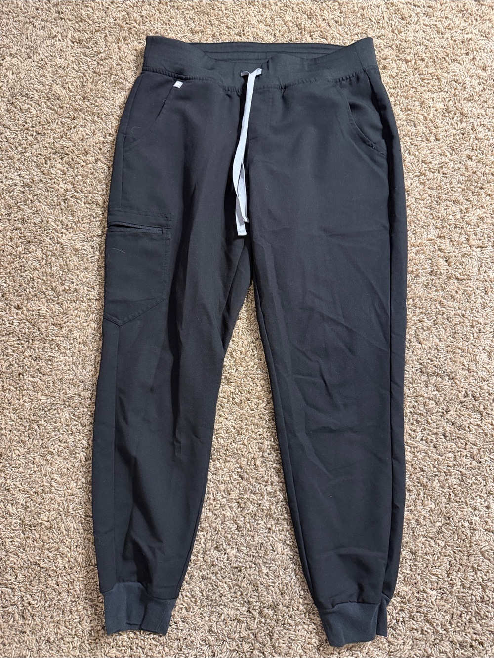 Figs Black Women's Jogger Scrub Pants with Gray Drawstring